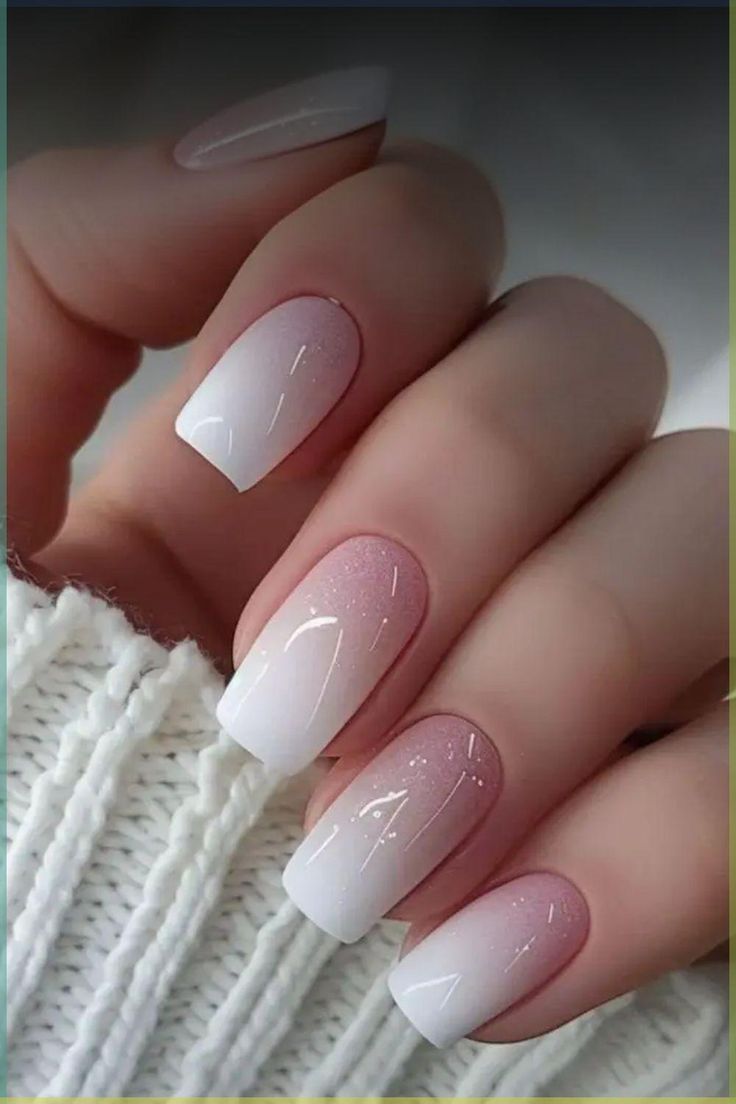 Soft Ombré White Nails
