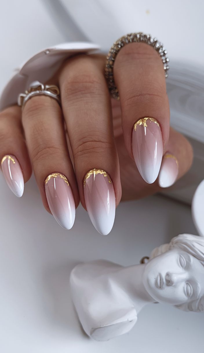 pink and white ombre nails